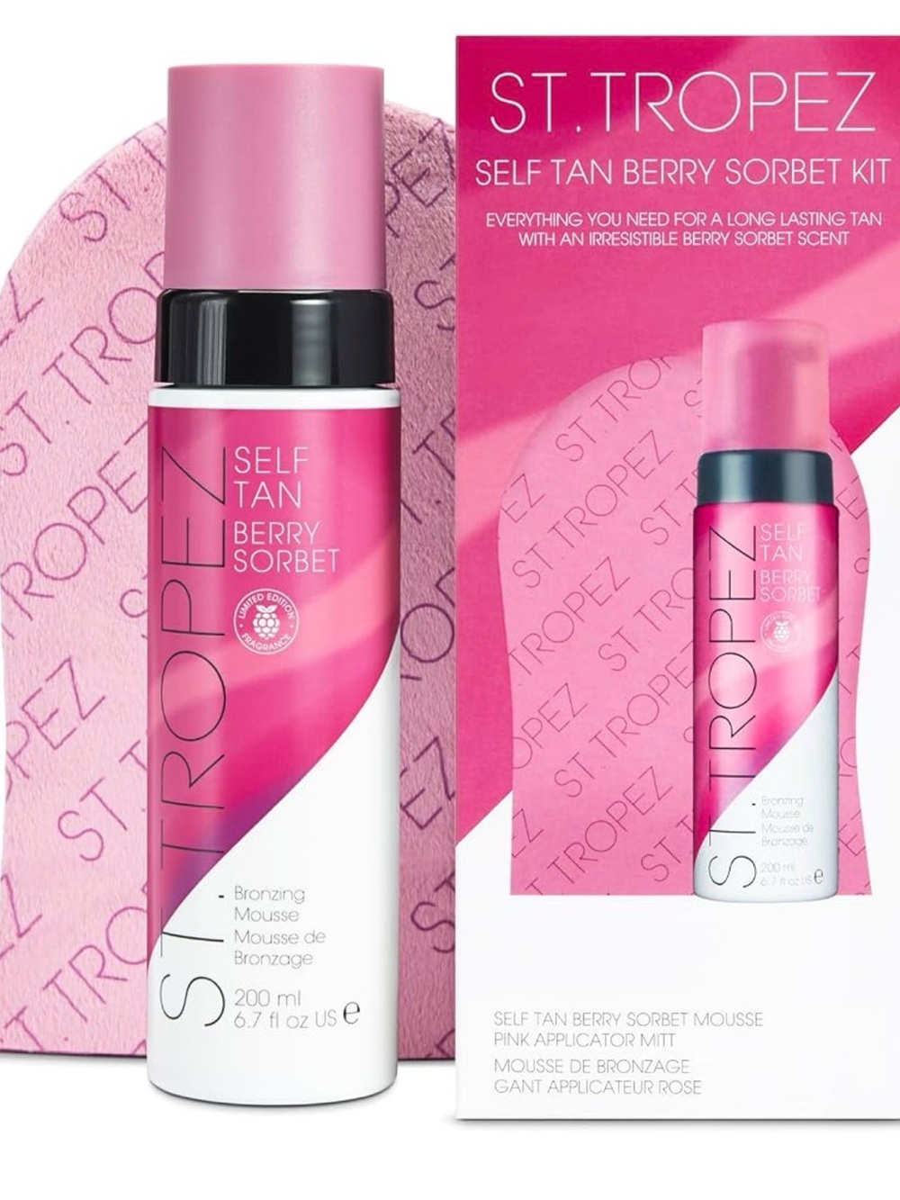 St. Tropez Self-Tan Berry Sorbet Bronzing Mousse 6.7 fl oz + Pink Mitt
